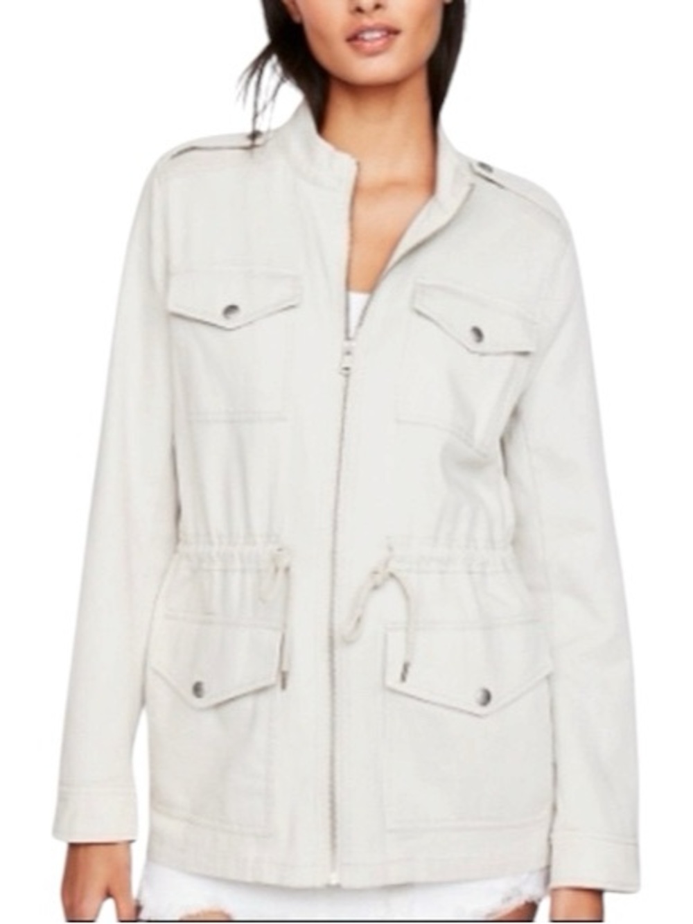 Express Light Beige Utility Jacket with Drawstring Waist